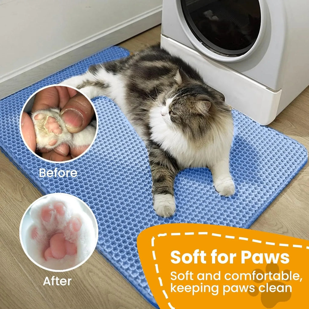 Cat Litter Mat, Double Layer Non-slip Pet Litter Trapper Mat, Large Pet Litter Box Mat, Wear-Resistant Filter, Waterproof and Non-slip