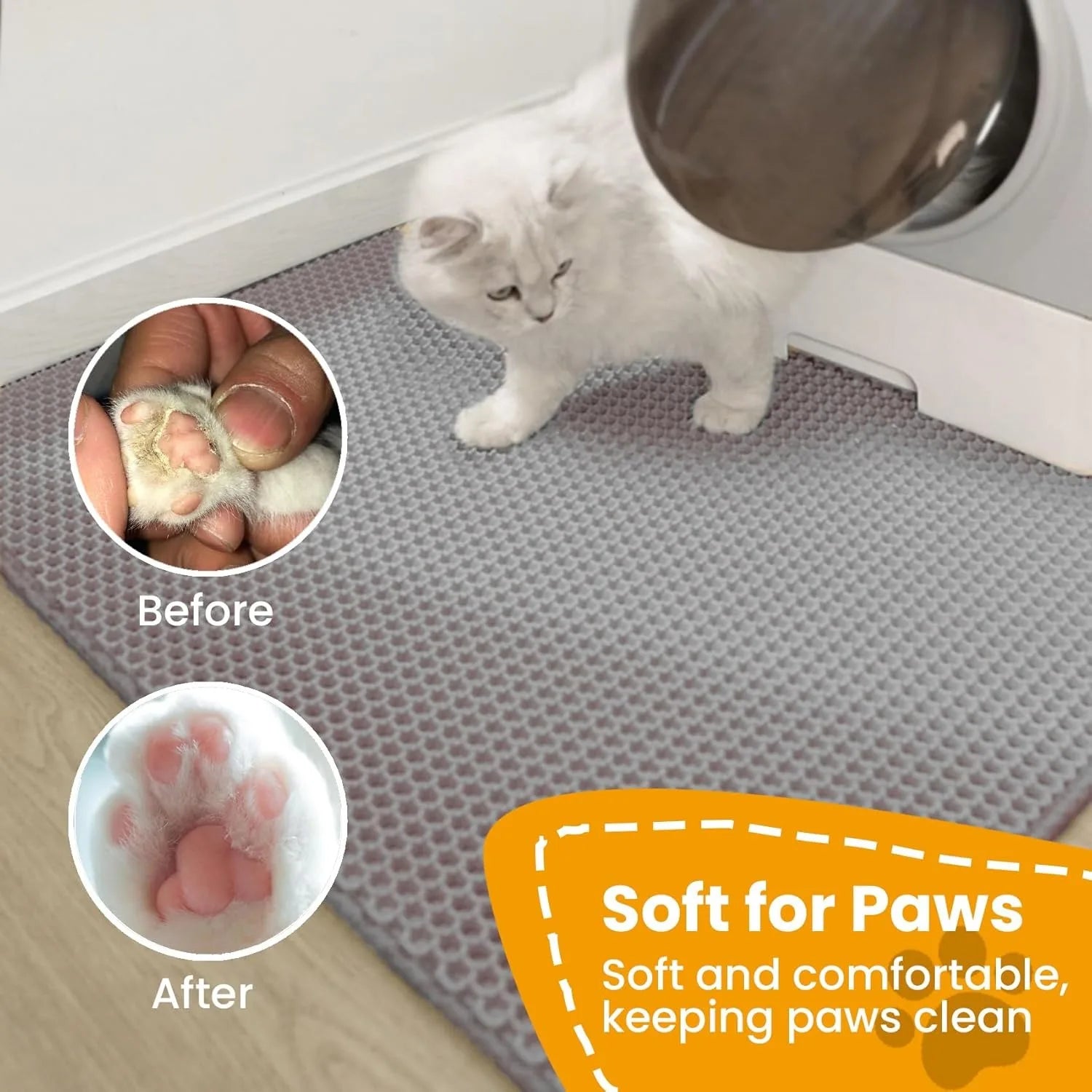 Cat Litter Mat, Double Layer Non-slip Pet Litter Trapper Mat, Large Pet Litter Box Mat, Wear-Resistant Filter, Waterproof and Non-slip