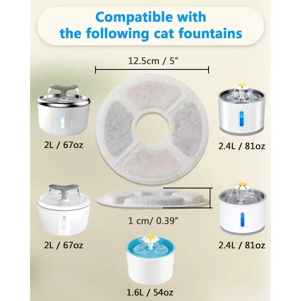 Replacement filter for dog and cat drinking fountain, activated carbon replacement filters, fountain dispensers, 6-12 pieces