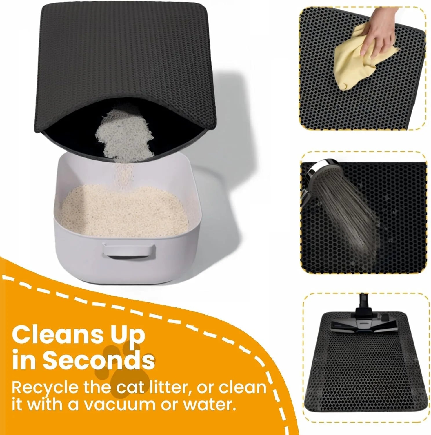 Tapis de litière pour chat Double couche antidérapant pour animaux de compagnie, grand bac à litière pour animaux de compagnie, filtre résistant à l'usure, imperméable et antidérapant