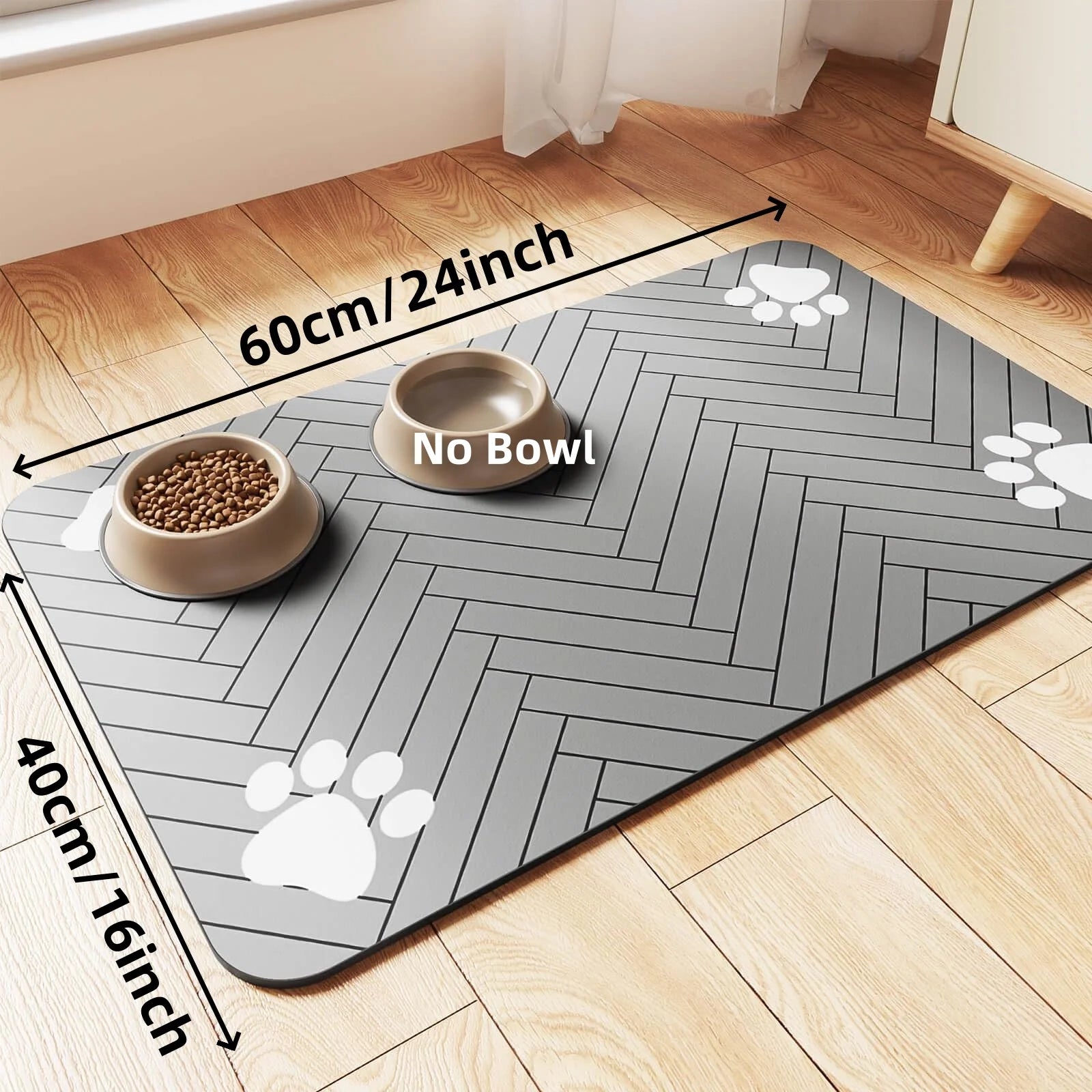 Tapis d'alimentation pour animaux de compagnie - Tapis absorbant pour gamelles d'eau et de nourriture, avec support en caoutchouc imperméable, tapis à séchage rapide pour chien et chat