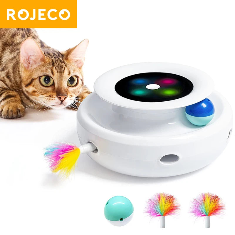 Jouet Automatique 2-en-1 pour Chat – Plume Interactive + Balle.