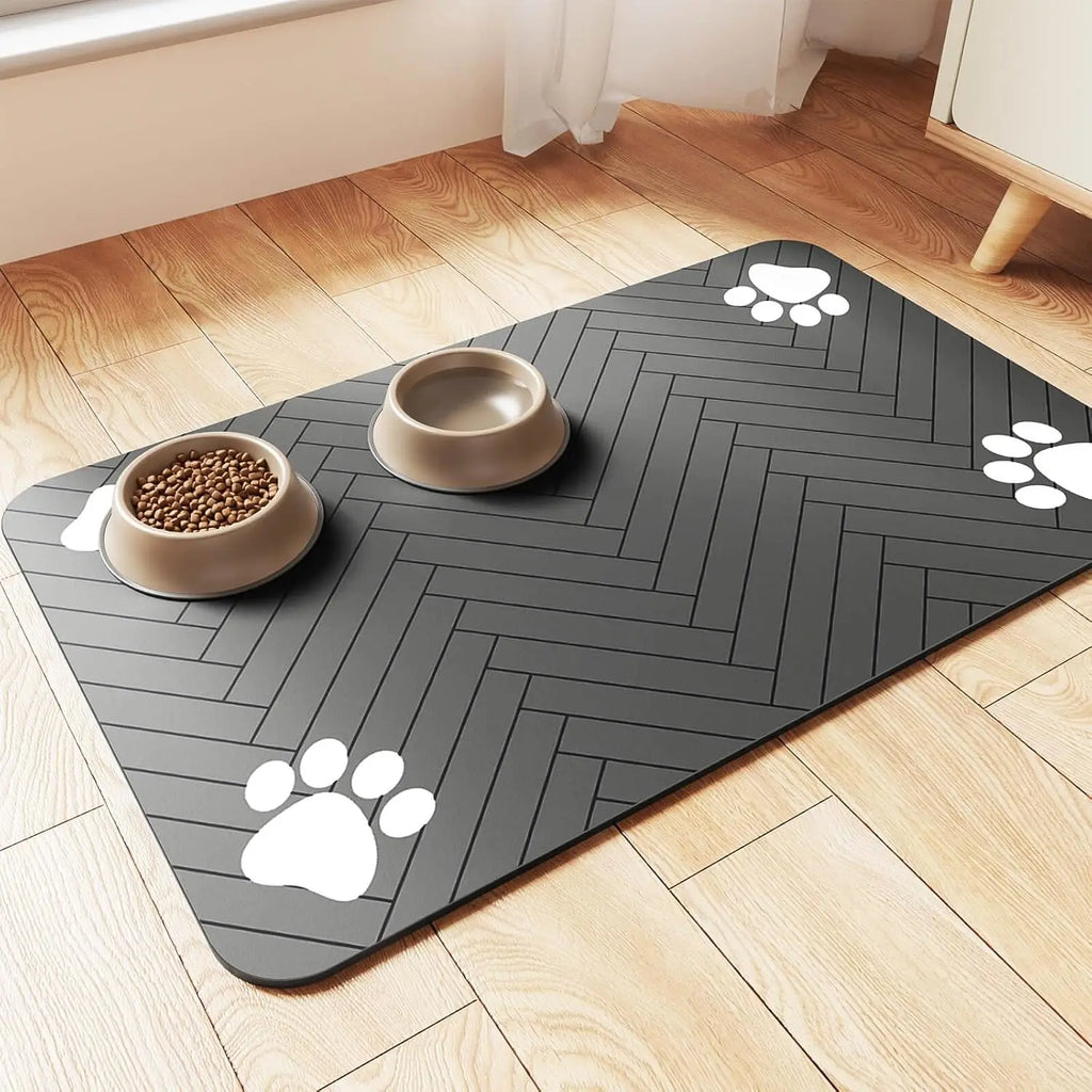 Pet Feeding Mat - Absorbent Mat for Water and Food Bowls, with Waterproof Rubber Backing, Quick-Drying Mat for Dogs and Cats