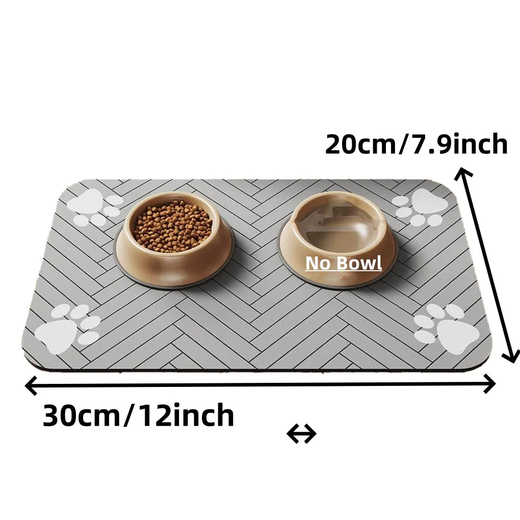 Tapis d'alimentation pour animaux de compagnie - Tapis absorbant pour gamelles d'eau et de nourriture, avec support en caoutchouc imperméable, tapis à séchage rapide pour chien et chat